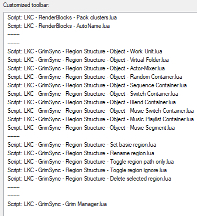 Region Structure Toolbar detail